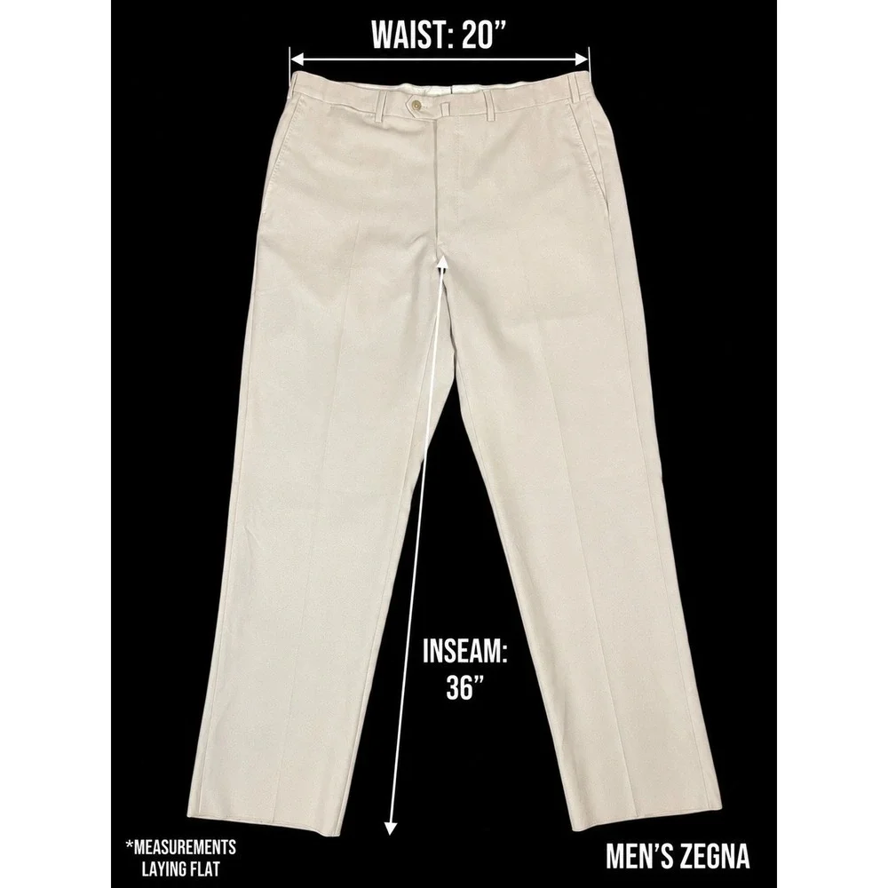 Ermenegildo Zegna Beige Wool Trousers Dress Pants Mens 40 Portugal Flat Front